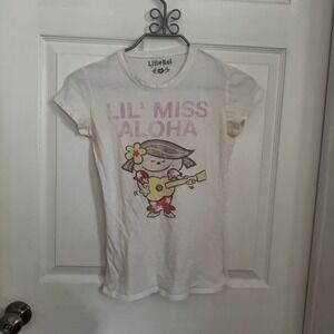 Lili Koi Lil' Miss Aloha Graphic Tee Hawaii Girl's‎ T-Shirt White Size M